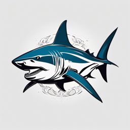 Bull Shark tattoo,Formidable and muscular, a Bull Shark in a tattoo that exudes strength and resilience.  color tattoo style, minimalist, white background