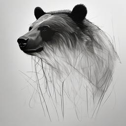 sketch of a bear  minimal rough sketch scribbles,doodles,black and white