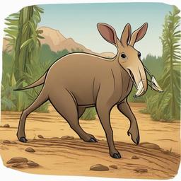 Aardvark cartoon - long-nosed, termite-eating animal  