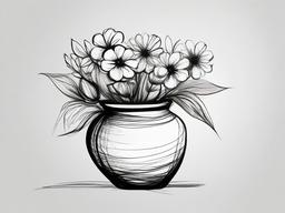 sketch of a flower vase  minimal rough sketch scribbles,doodles,black and white