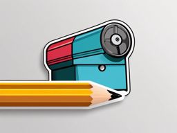 Pencil and Sharpener Sticker - Pencil next to a pencil sharpener, ,vector color sticker art,minimal