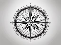 Compass Tattoo - A detailed compass tattoo guiding the way  few color tattoo design, simple line art, design clean white background