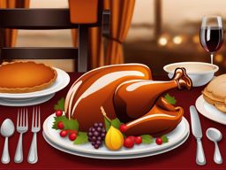 turkey clipart on a thanksgiving dinner table - a symbol of thanksgiving feasts. 