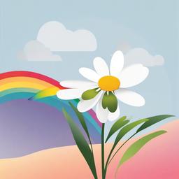 Daisy clipart - daisy with a rainbow in the background  color,minimalist,vector clipart