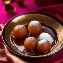 gulab jamun, deep-fried milk solids soaked in sugar syrup. 