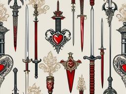 heart sword tattoo  simple vector color tattoo