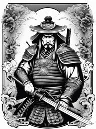 samurai tattoo black and white design 