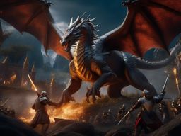 Epic Battle - An epic battle scene with knights, dragons, and mystical creatures detailed matte painting, deep color, fantastical, intricate detail, splash screen, complementary colors, fantasy concept art, 8k resolution trending on artstation unreal engine 5