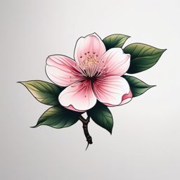 Cherry blossom Anbu tattoo. Hidden bloom resilience.  color tattoo minimalist white background