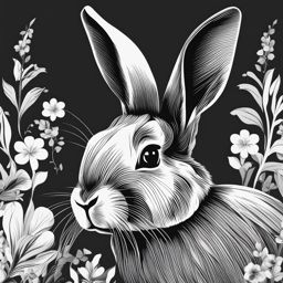 rabbit vector art black white