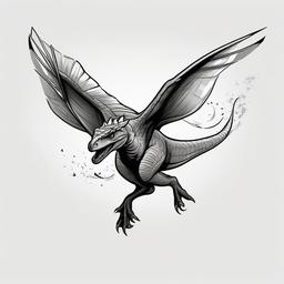 Flying Dinosaur Tattoo - Capture the dynamic energy of a flying dinosaur in a captivating and stylish tattoo.  simple vector color tattoo,minimal,white background