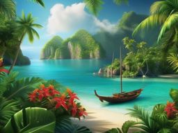 Tropical Island Paradise Wallpaper for Phone intricate details, patterns, wallpaper photo