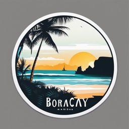 Boracay White Beach sticker- Famous white sand beach in the Philippines, , sticker vector art, minimalist design