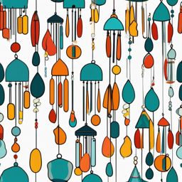 Wind chimes sticker- Melodic and breezy, , sticker vector art, minimalist design