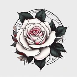 Anbu rose tattoo. Beauty in silent strength.  color tattoo minimalist white background