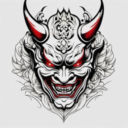 Best Hannya Tattoo - Recognized as one of the best Hannya-themed tattoo designs.  simple color tattoo,white background,minimal