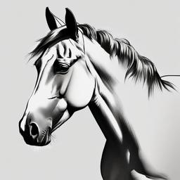 easy sketch of horse  minimal rough sketch scribbles,doodles,black and white