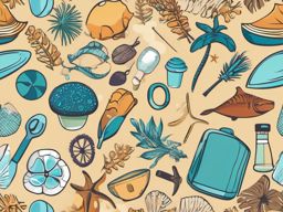 Beachcombing Treasures Revealed clipart - Unveiling beach treasures, ,vector color clipart,minimal