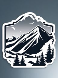 Snowy Mountains Sticker - Experience the breathtaking beauty of snow-covered mountains with this majestic sticker, , sticker vector art, minimalist design