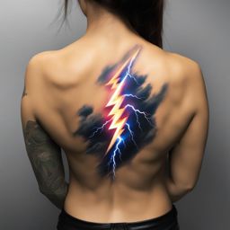 dynamic lightning tattoo, portraying the power and energy of a lightning bolt. 