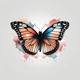 butterfly harry styles tattoo  simple color tattoo, minimal, white background