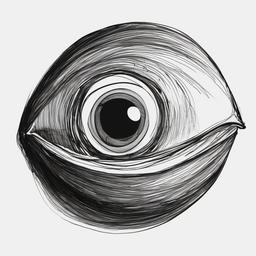 drawing of a fish eye  minimal rough sketch scribbles,doodles,black and white