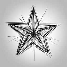 drawing of a star shining brightly  minimal rough sketch scribbles,doodles,black and white