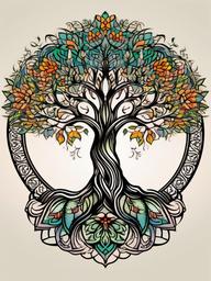 tree of life mandala tattoo  simple vector color tattoo