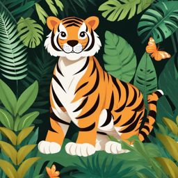 Cute Tiger in the Indian Jungle  clipart, simple