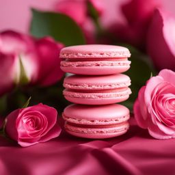 an exquisite rosewater macaron, delicate with a fragrant floral flavor and a smooth ganache filling. 