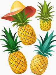 Pineapple clipart - pineapple with a sun hat  clipart