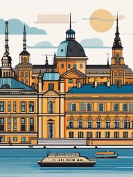 Stockholm clipart - Stockholm Palace and city islands, ,color clipart vector style