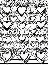 Heart Chain Coloring Pages - Linked Hearts Forming a Chain of Love  minimal black outline printable sheet, coloring page