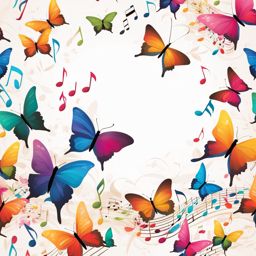 music notes clipart - musical notes transforming into colorful butterflies and filling the air with melodies 