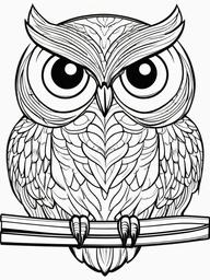 Owl Coloring Pages - Owl with a mischievous grin holding a scroll  simple coloring pages