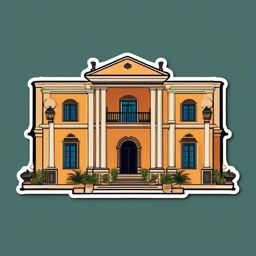 Spanish Colonial Hacienda Sticker - Embrace the architectural richness of a Spanish Colonial hacienda with this elegant sticker, , sticker vector art, minimalist design