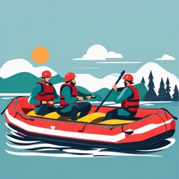 Raft Clipart - A raft ready for thrilling whitewater rafting.  transport, color vector clipart, minimal style