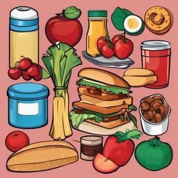 Lunch clipart - lunch box with healthy snacks  clipart