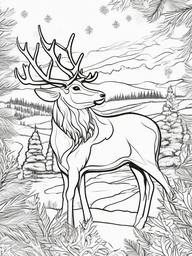 Santa Reindeer Colouring Pages  outling,coloring pages,black and whit