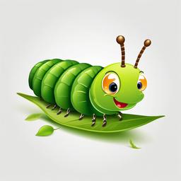 Bug clipart - Caterpillar eating a leaf.  vector style illustration, white background