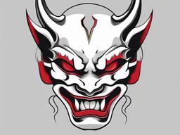 Small Hannya Tattoo - A smaller and more discreet tattoo featuring the expressive Hannya mask.  simple color tattoo,white background,minimal