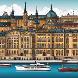 Stockholm clipart - Stockholm Palace and city islands,  color vector clipart