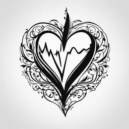 Heartbeat Lifeline Tattoo - Celebrate the essence of life with a tattoo that beautifully represents the lifeline through a rhythmic heartbeat.  simple vector color tattoo,minimal,white background