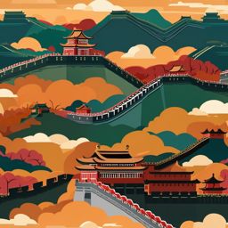 The Great Wall of China clipart - Ancient fortification in China, ,color clipart vector style