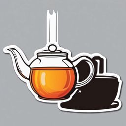 Teapot Pouring Sticker - Teapot pouring a stream of tea, ,vector color sticker art,minimal