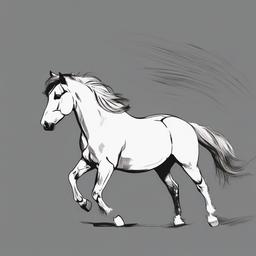 drawing of Icelandic horse  minimal rough sketch scribbles,doodles,black and white