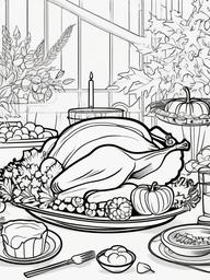 Thanksgiving Day Coloring Pages - Festive Celebration of Thanks  minimal black outline printable sheet, coloring page