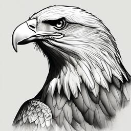 drawing of bald eagle  minimal rough scribbles,doodles,black and white