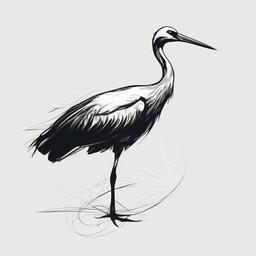 drawing of stork  minimal rough sketch scribbles,doodles,black and white