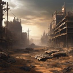 Post-Apocalyptic Wasteland Anime Background intricate details, patterns, wallpaper photo